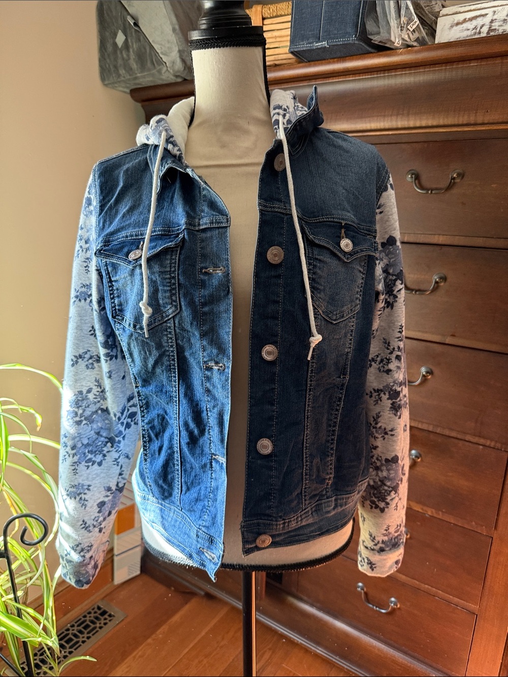 WallFlower Denim Jacket with Cream Sherpa Collar - Blue